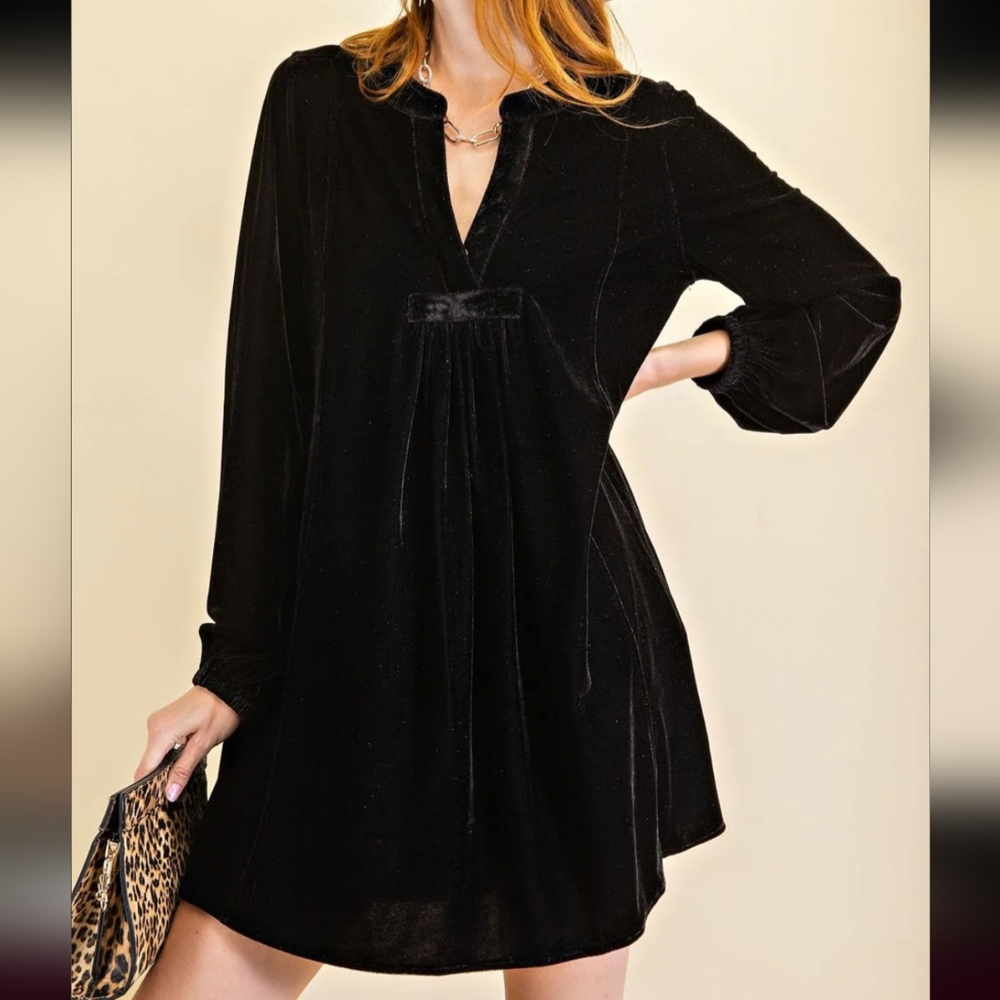 Loose fit soft velvet tunic dress with pockets by Easel size 3X - Picture 5 of 12
